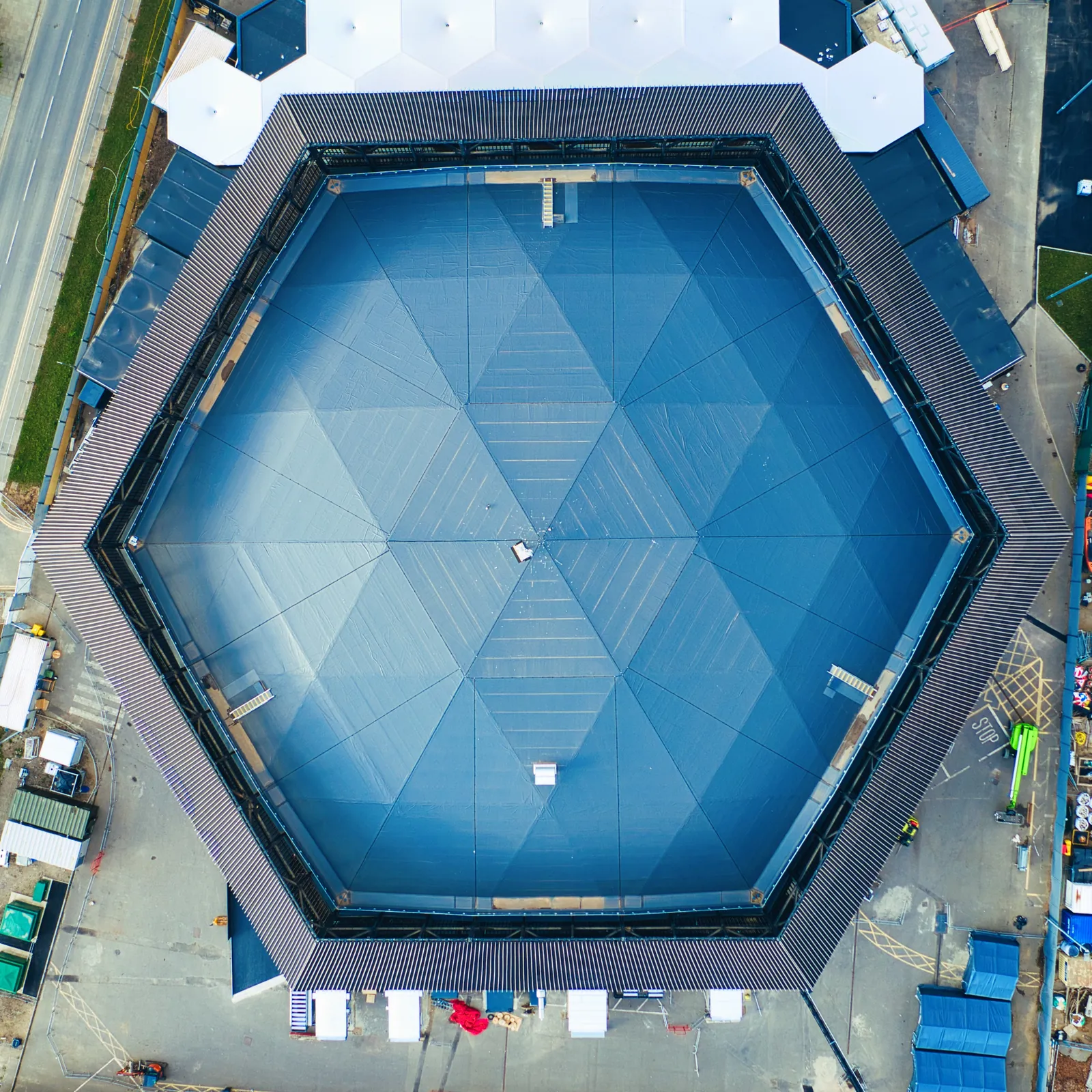 ABBA Arena, London, drone aerial photograph for ABBA Voyage