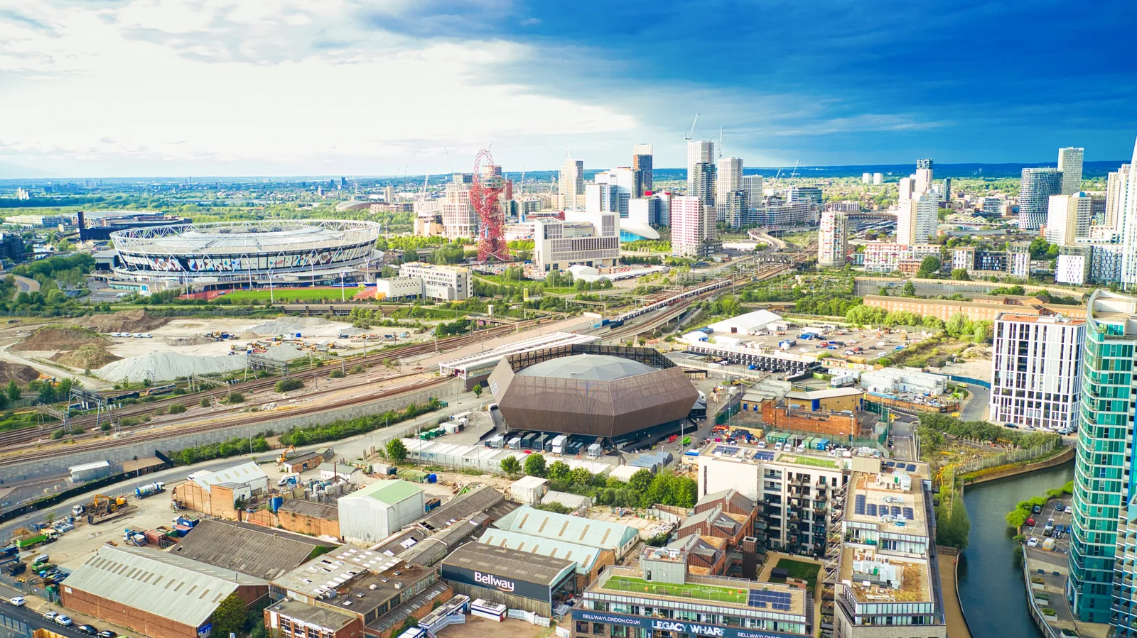 ABBA Arena, London, drone aerial photograph for ABBA Voyage