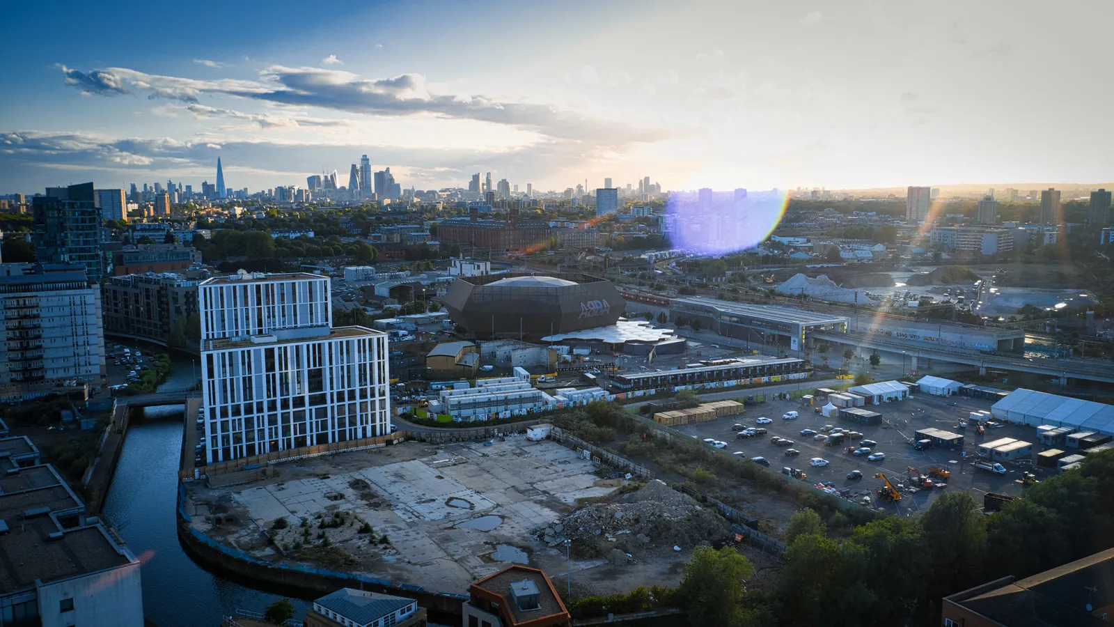 ABBA Arena, London, drone aerial photograph for ABBA Voyage