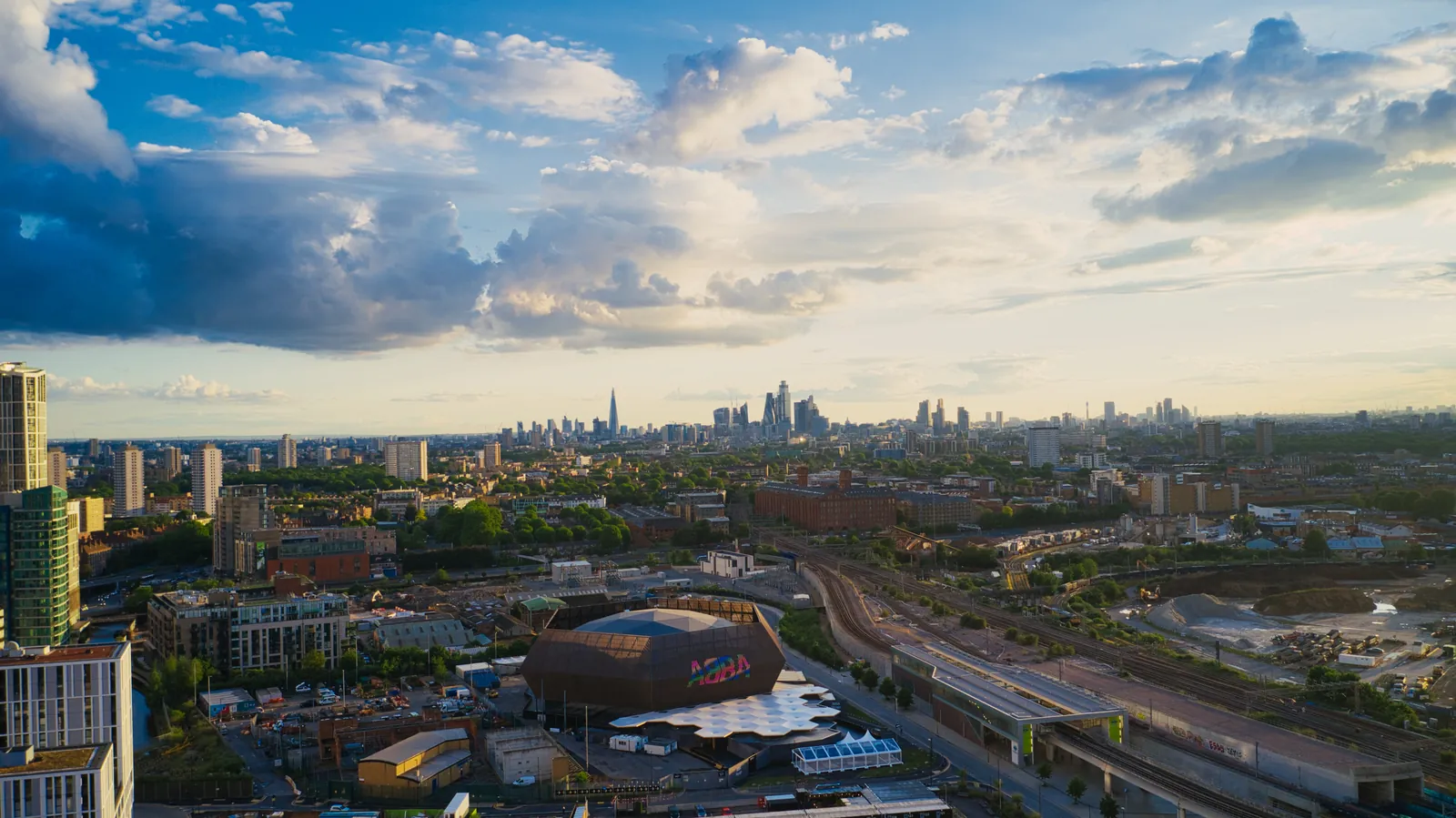 ABBA Arena, London, drone aerial photograph for ABBA Voyage